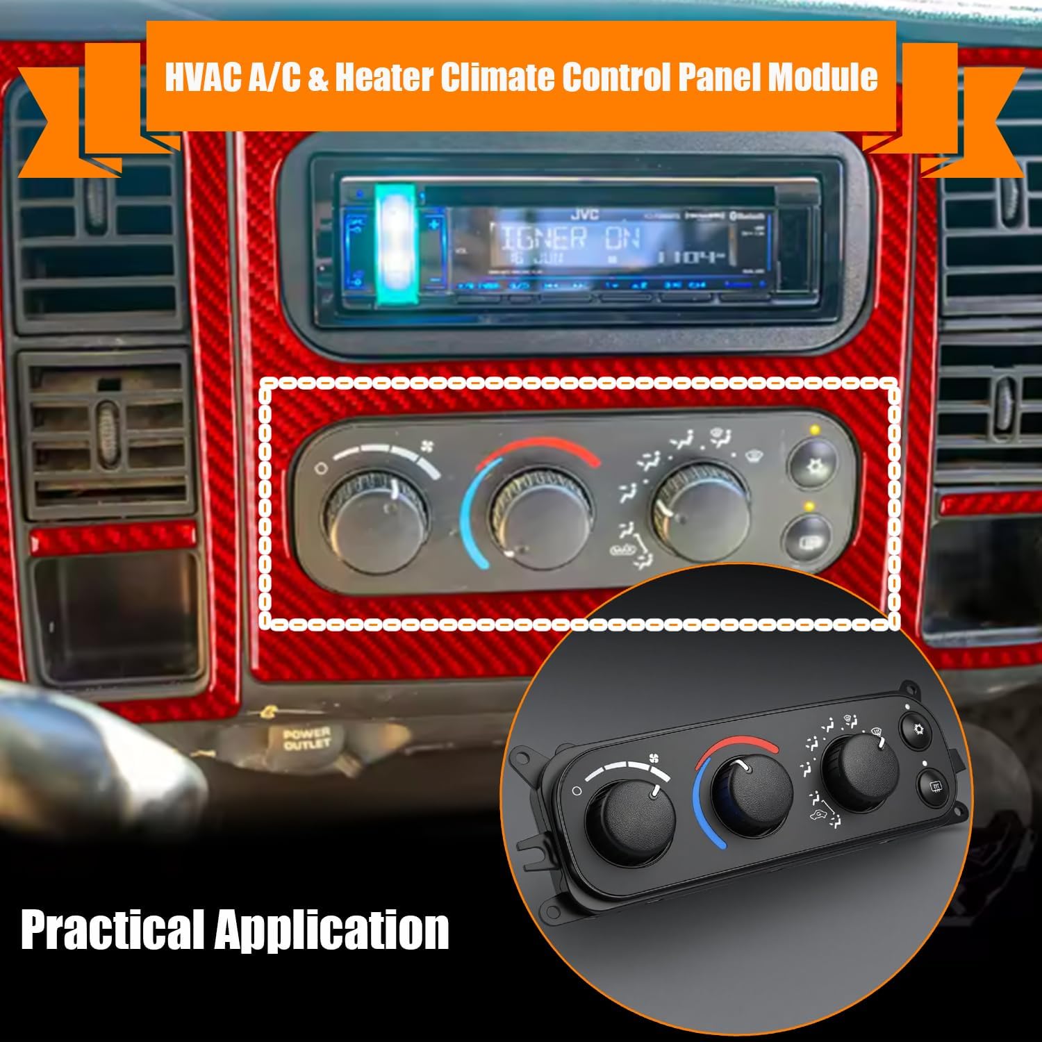 A/C Climate Control Switch, HVAC A/C Heater Climate Control Panel with Blower Motor Switch fit for Dodge Dakota 2001-2004, Dodge Ram 1500 2500 3500 2002-2005, Replace OE# 599-212 55055905AA 55056246AA