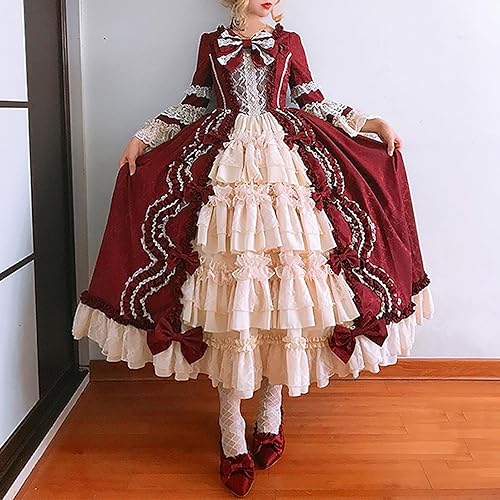 Miniatura 5 de SHOPESSA Vestido victoriano para mujer, vestido de lolita francesa, disfraz de princesa, vestido renacentista, manga acampanada, corte de cosplay