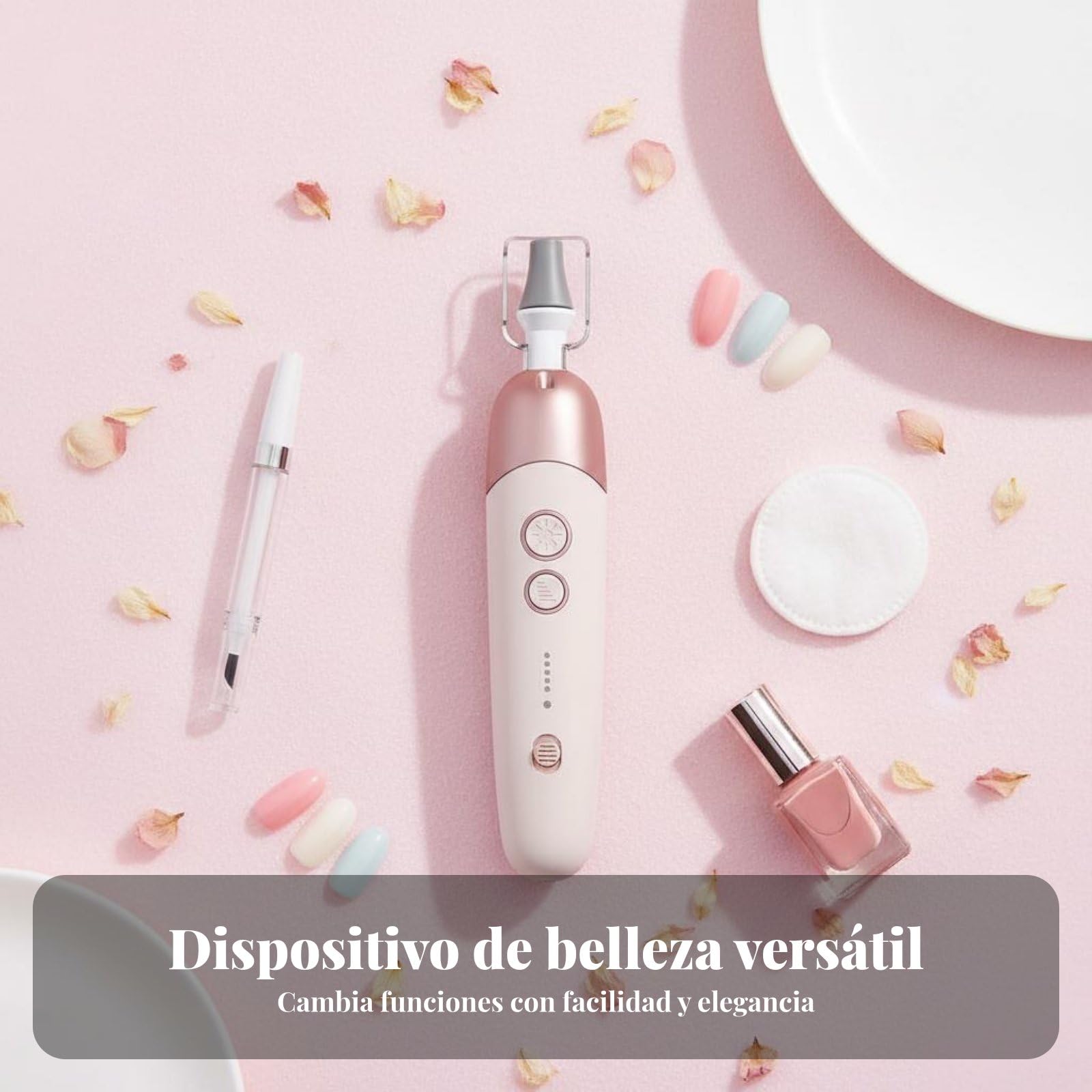 Torno de Uñas Eléctrico Portátil 3 Velocidades Ajustables Torno Eléctrico para Uñas Multifuncional para Esteticistas, Mujeres, Hogar, Viaje, Casa , Rosa