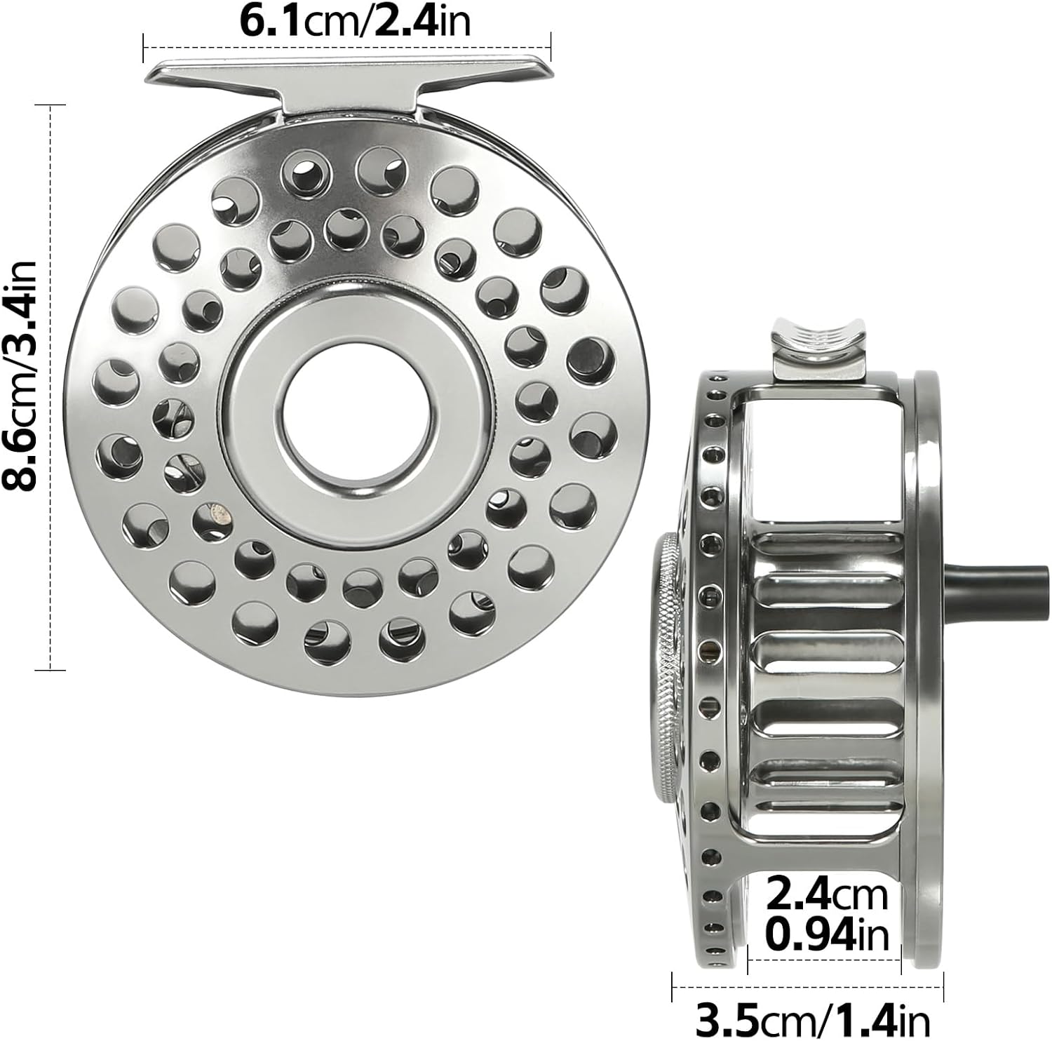 5/6wt Click Stop Fly Reel Classic Design Lightweight 86mm Diameter Clicker Fishing Reel CNC Machined Aluminum for Freshwater Fishing