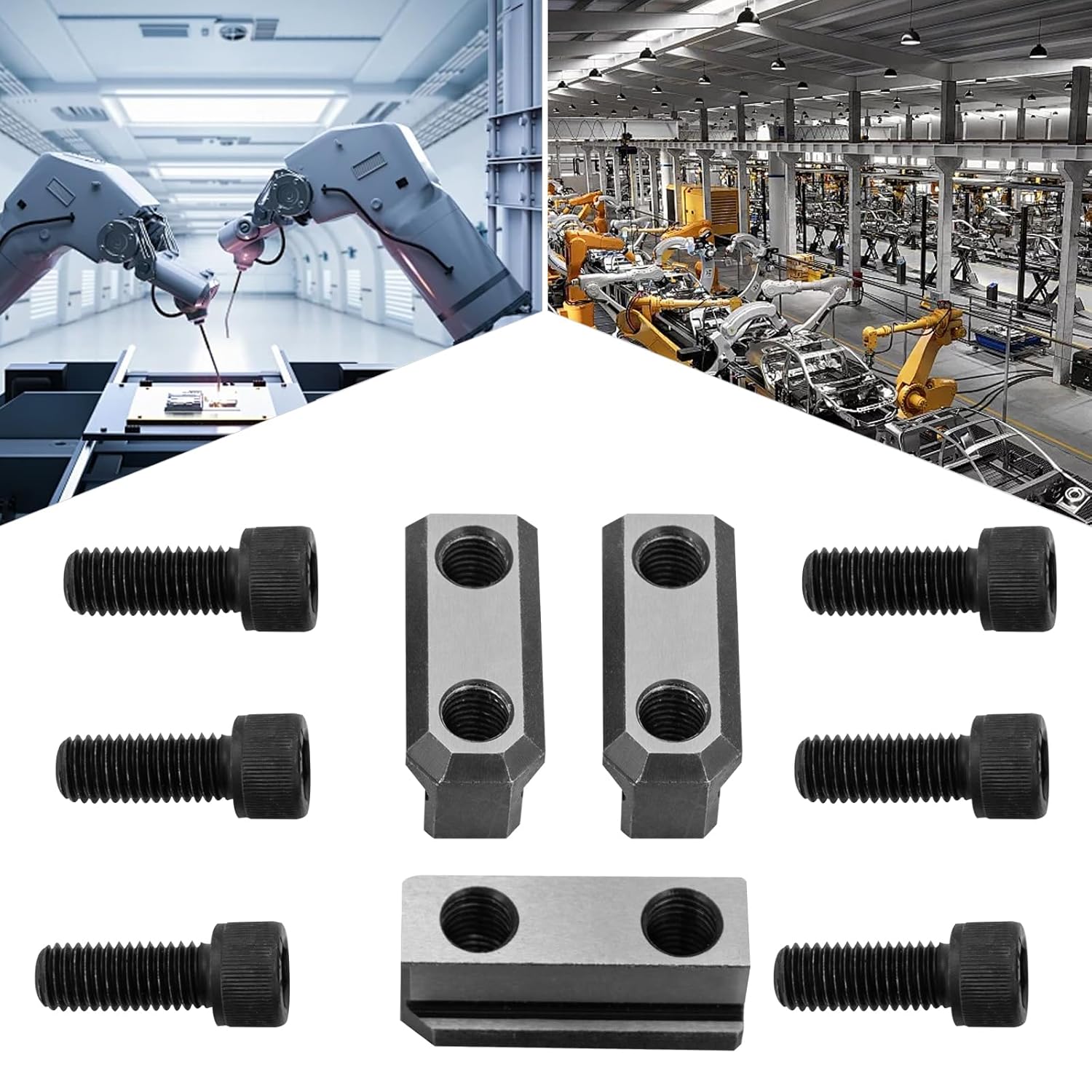 3 PCS T Nuts Set for Lathe Chuc-Jaws T-Nuts and Six M10/M12 Bolts,T Slot Bolts for Thule, Compatible with 6" and 8" Hydraulic 3-Jaw Hollow Chucks (10" Hollow Chuck(with 6* M12 Bolts))