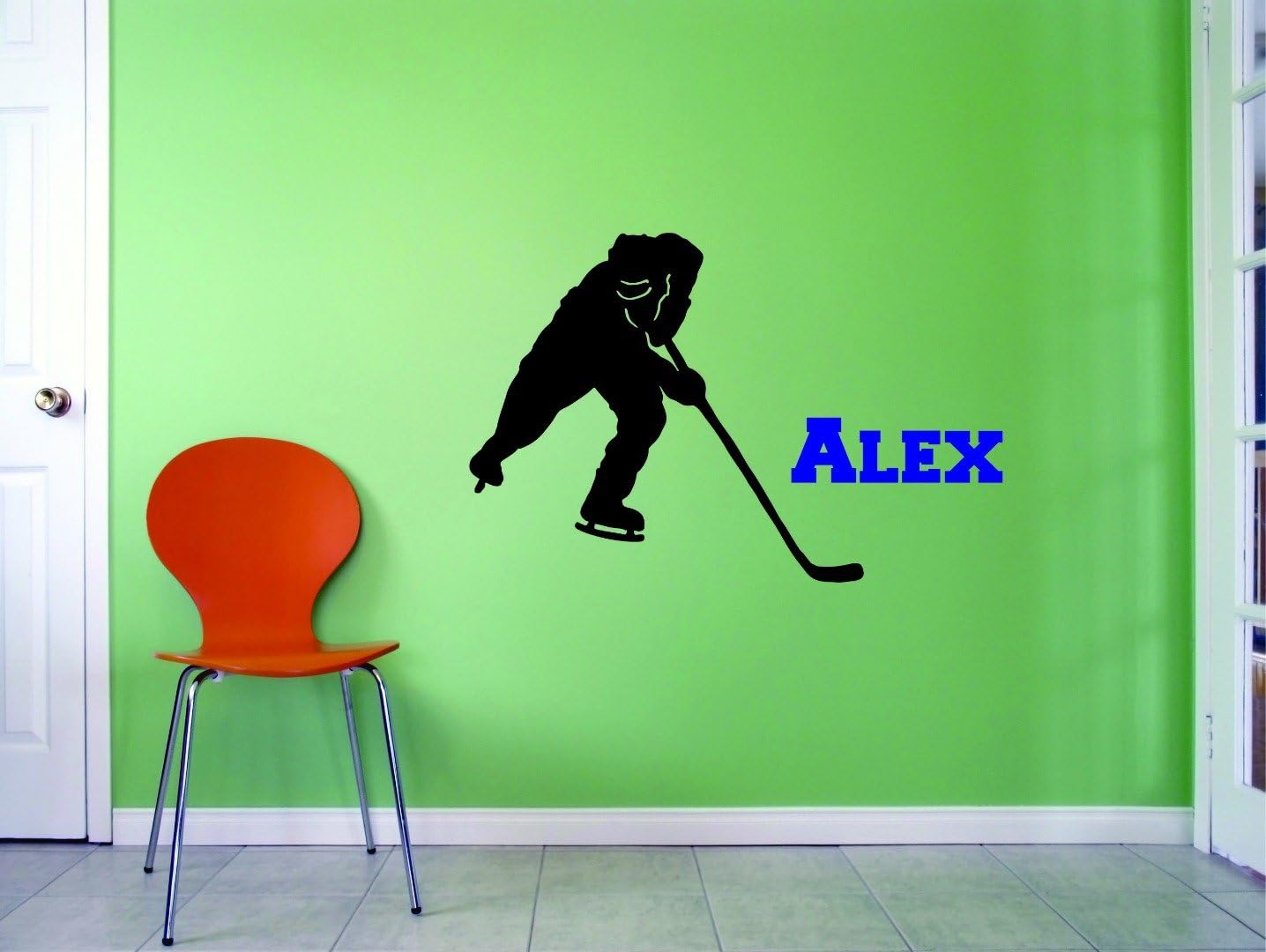 Personalized Custom Name Hockey Player with Stick Sports