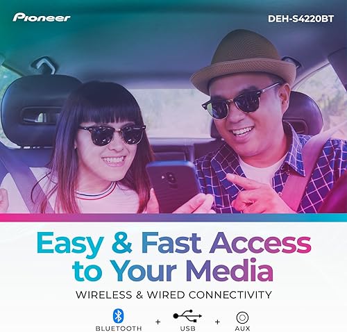 Miniatura 3 de Pioneer DEH-S4220BT Receptor de CD Bluetooth Single-DIN con entradas USBAUX, sincronización inteligente Pioneer y llamadas manos libres para una
