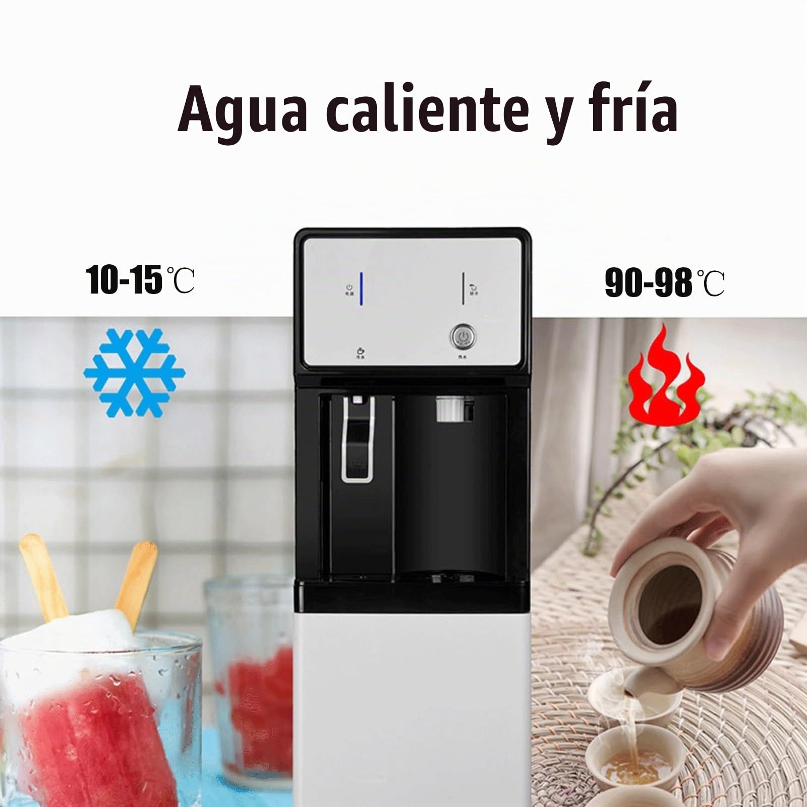 Dispensador De Agua 3 En 1 Sin Botellas Conectado A La Red con Filtración De 4 Etapas,Enfriador De Agua Caliente Y Fría para Guarderías,Preescolares Y Hogares,Reemplazo Fácil De Filtros