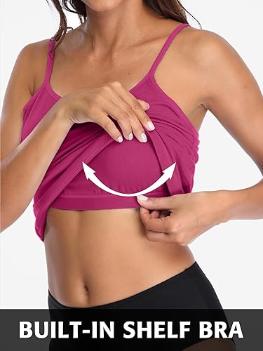 Miniatura 10 de Camisa Attraco de algodón, con tirantes estilo espagueti, con brasier incorporado, 2 paquetes, para mujer