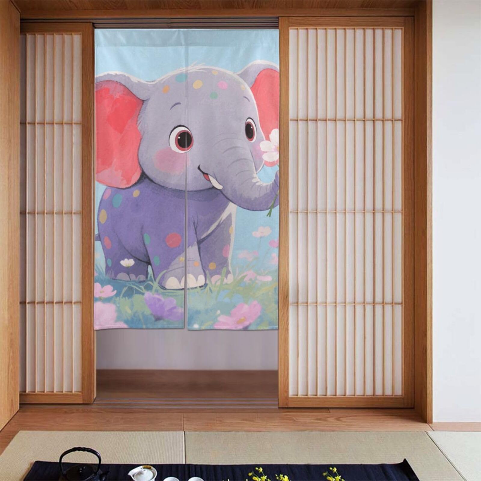 FekiLoot Elephant Door Curtain for Doorway Privac,Personalized Blackout Kitchen Curtains Window Treatment 2 Panel Door Curtain Tapestry Hanging Room Divider Home Decor 34"X 56"