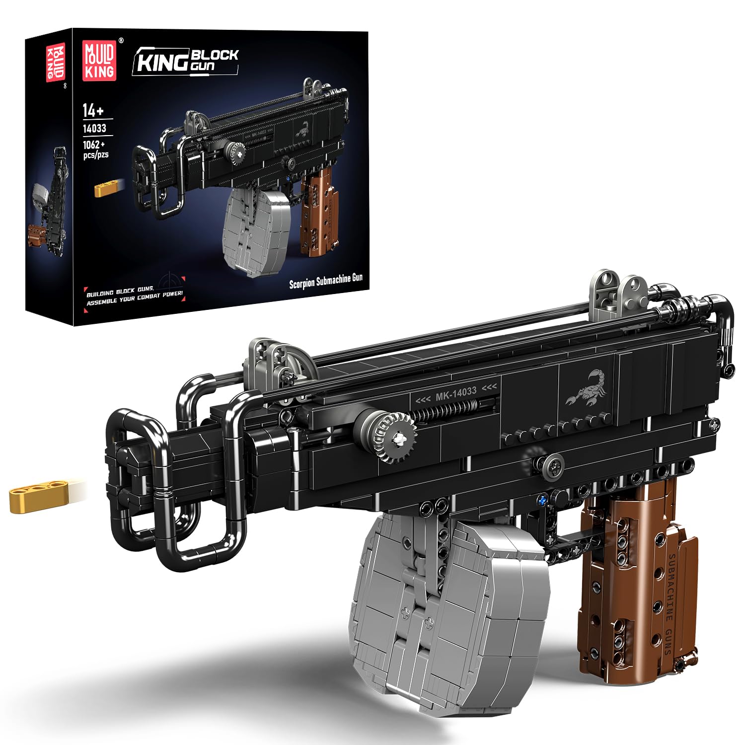 Mould King 14033 Sturmgewehr Waffen Bausteine Spielzeug - 1062 Teile Klemmbausteine Schießwaffe Modell mit Bewegliche Mechanik, Technik Waffen-Gewehr Bausatz Set für Erwachsene und Jugendliche