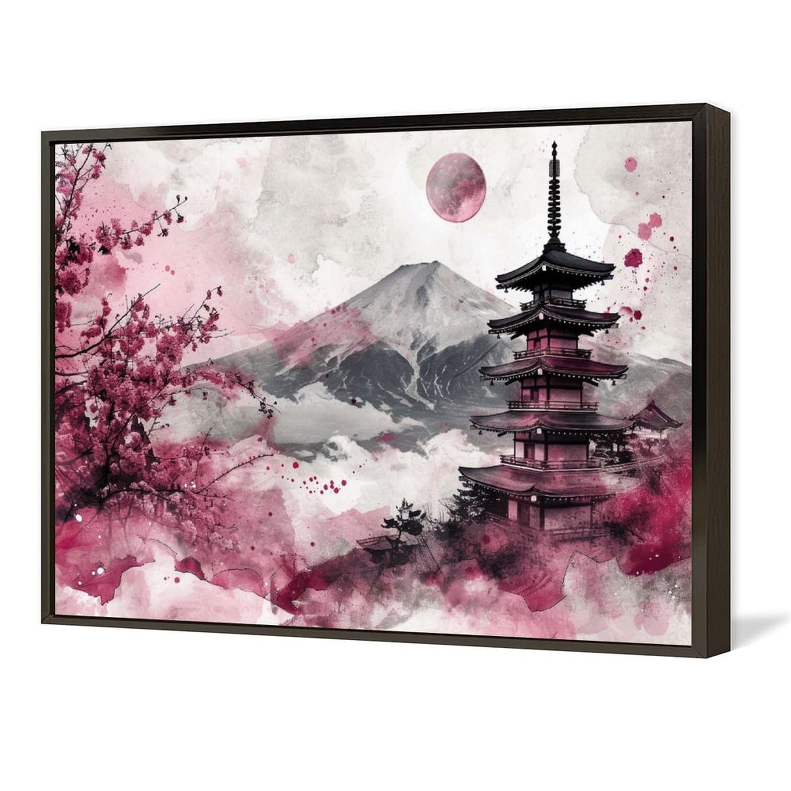 Amazon.co.jp: 絵画 富士五重塔水墨画 アートパネル ポスター 美しい