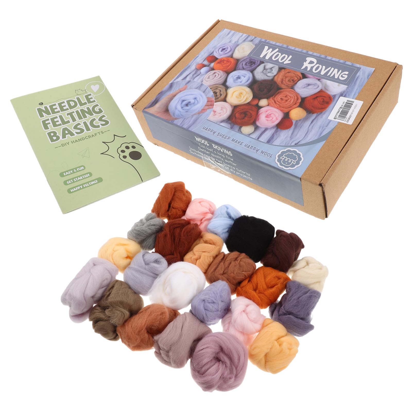23 piezas de lana suave para fieltro con aguja - 10 g cada una - Suministros para manualidades de fieltro con aguja para principiantes en la creación de arte hecho a mano.
