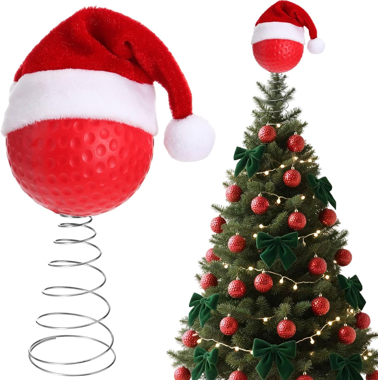 Soulchen 2.4 Inch Soccer Christmas Tree Topper Ornament - Tree Top Decor, Home Xmas Party & Tabletop Display - Gift for Men, Senior Fans, Players & Teams