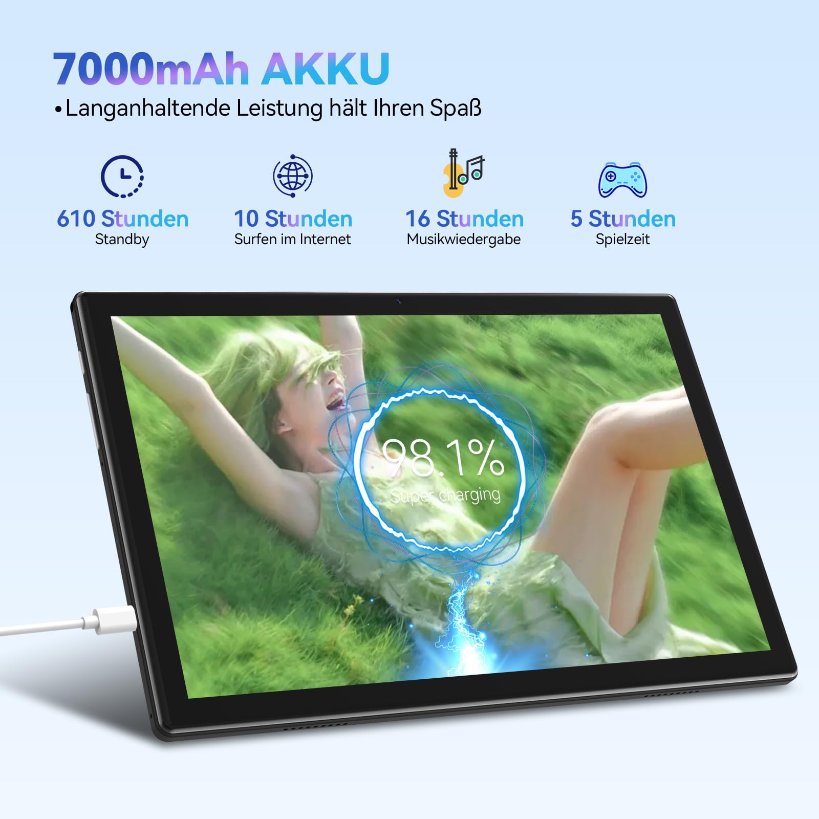 ANTEMPER Tablet 10 Zoll mit Tastatur und Stift | 16GB RAM+128GB ROM (1TB TF) 2025 Neueste Android 13 Tablet PC | MTK Octa-Core 2.0GHz | 5G WiFi | 13MP | 7000mAh Akku | GMS Zertifiziert, Schwarz