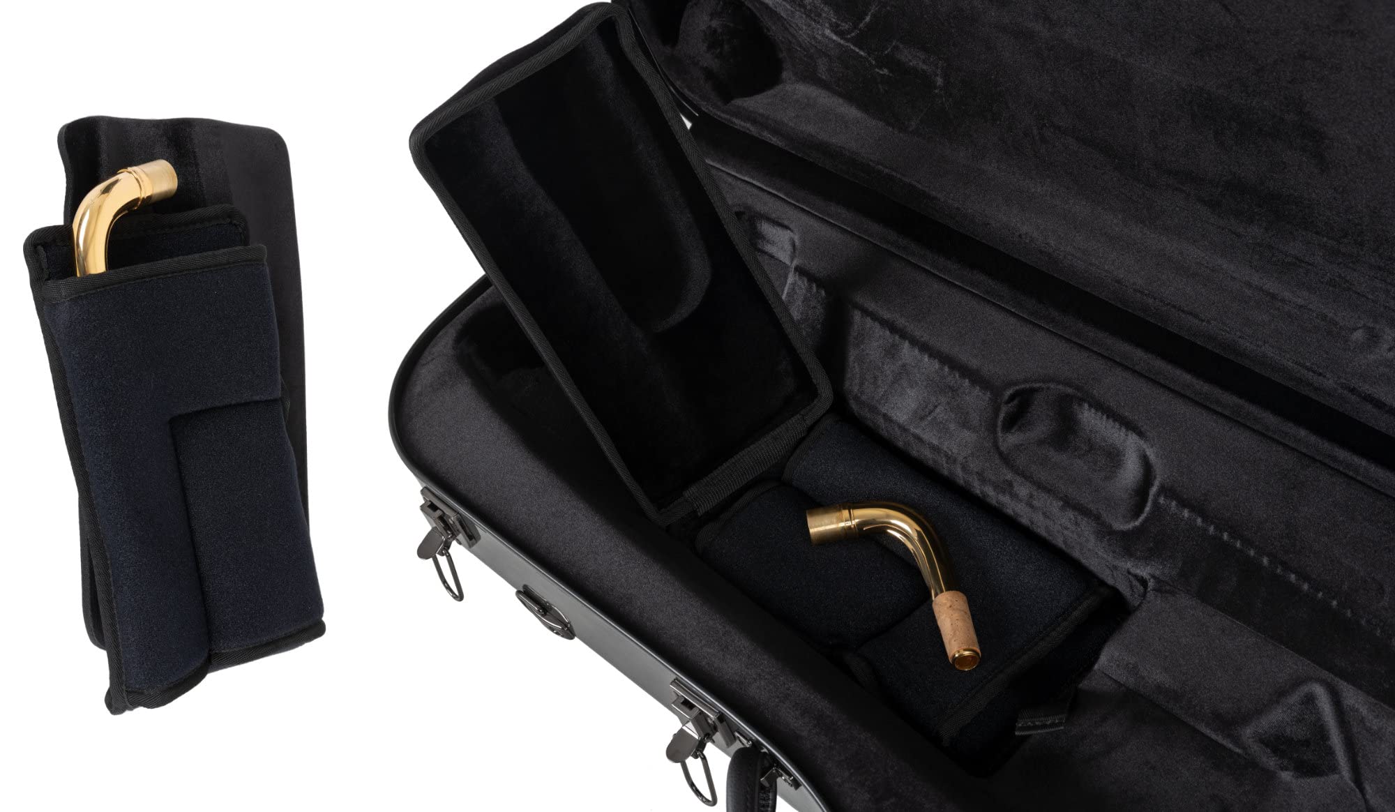 Étui Trolley Rigide Deluxe Lechgold pour Saxophone Baryton - Protection Thermoformée pour Instrument, S-Bow, Bec et Accessoires - Harnais Sac à Dos - Look Carbone Stylé