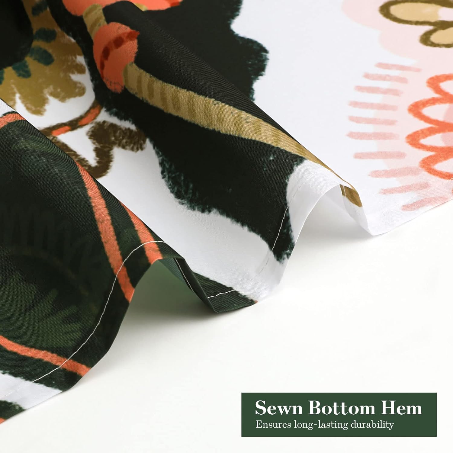 MitoVilla Extra Long Boho Floral Shower Curtain 72 x 84, Vintage Bathroom Shower Curtain with Tropical Leaves, XL Rustic Mid-Century Shower Curtains for Chic Bathroom Decor