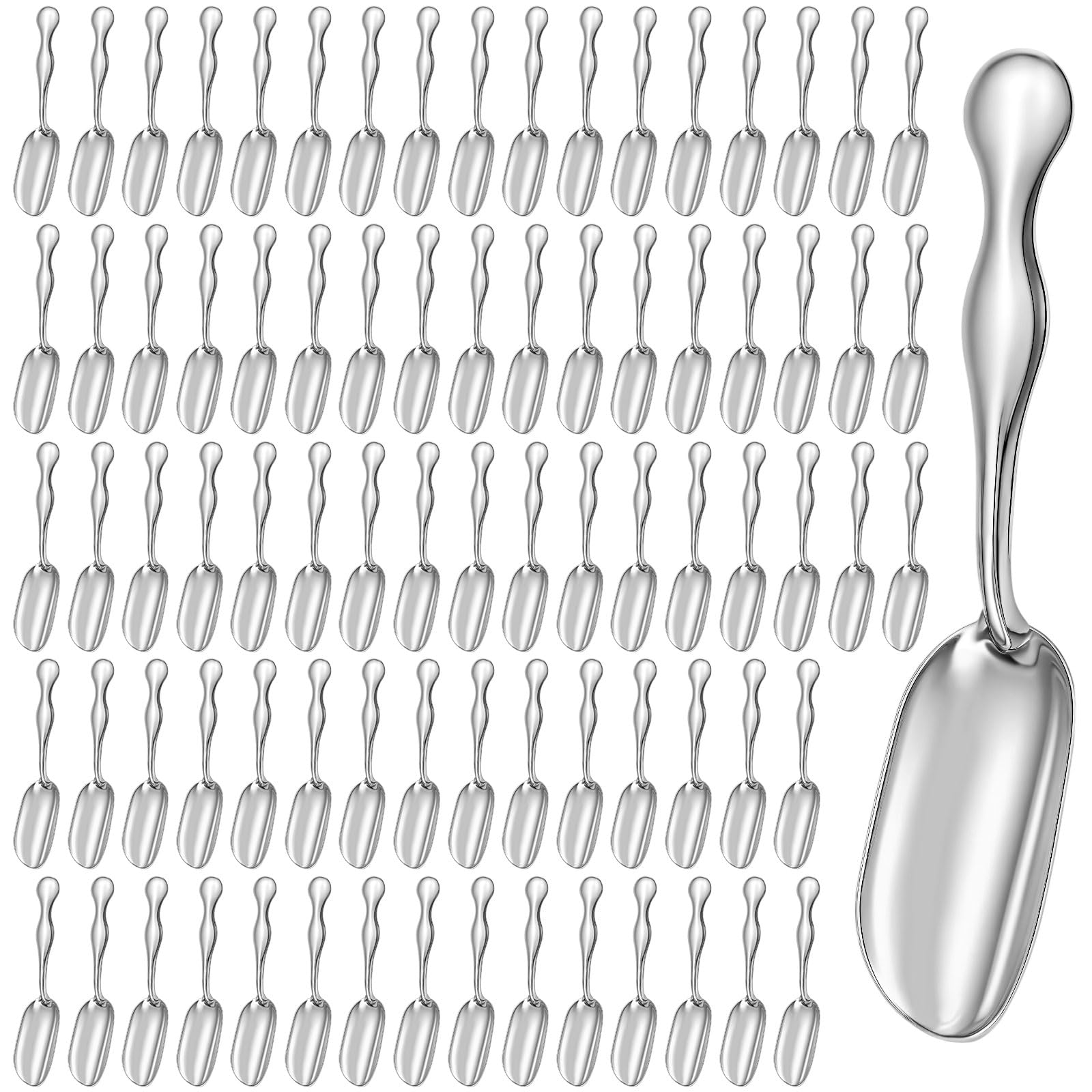 Maxdot 100 Pcs Bulk Mini Scoops for Jars 6'' Metal Small Flour Scoops for Dry Goods Canisters Tea Coffee Sugar Seasoning Powder, for Candy Buffet, Canister Kitchen