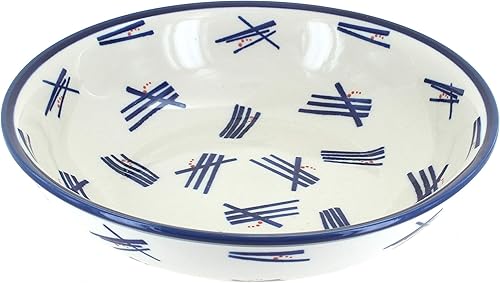 Miniatura 3 de Ensaladera grande de pavo real de cerámica polaca de rosa azul