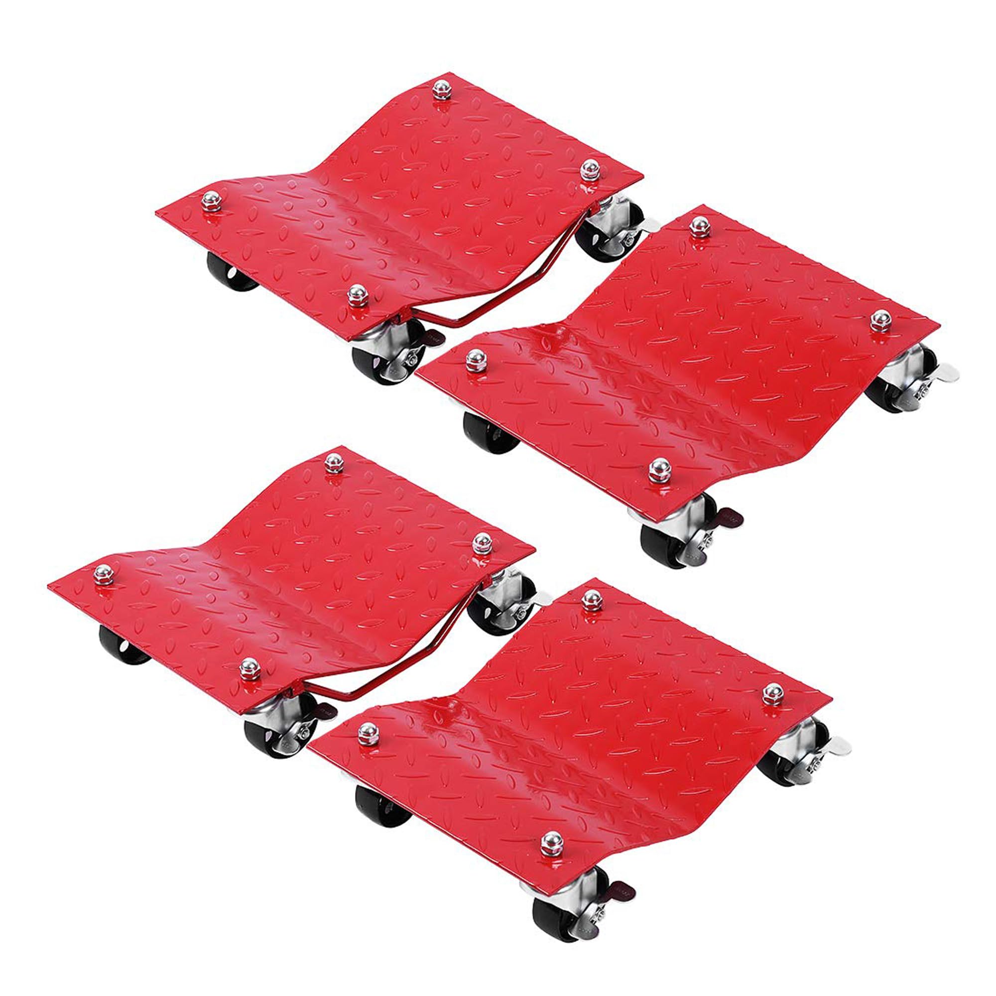 VIVOHOME Carrello Sposta Auto Moto Sottoruote 4 Pezzi, Carico Singolo 680kg Capacità di Carico 2720kg in Totale per Spostare Auto Camion e Moto Trailer Rosso