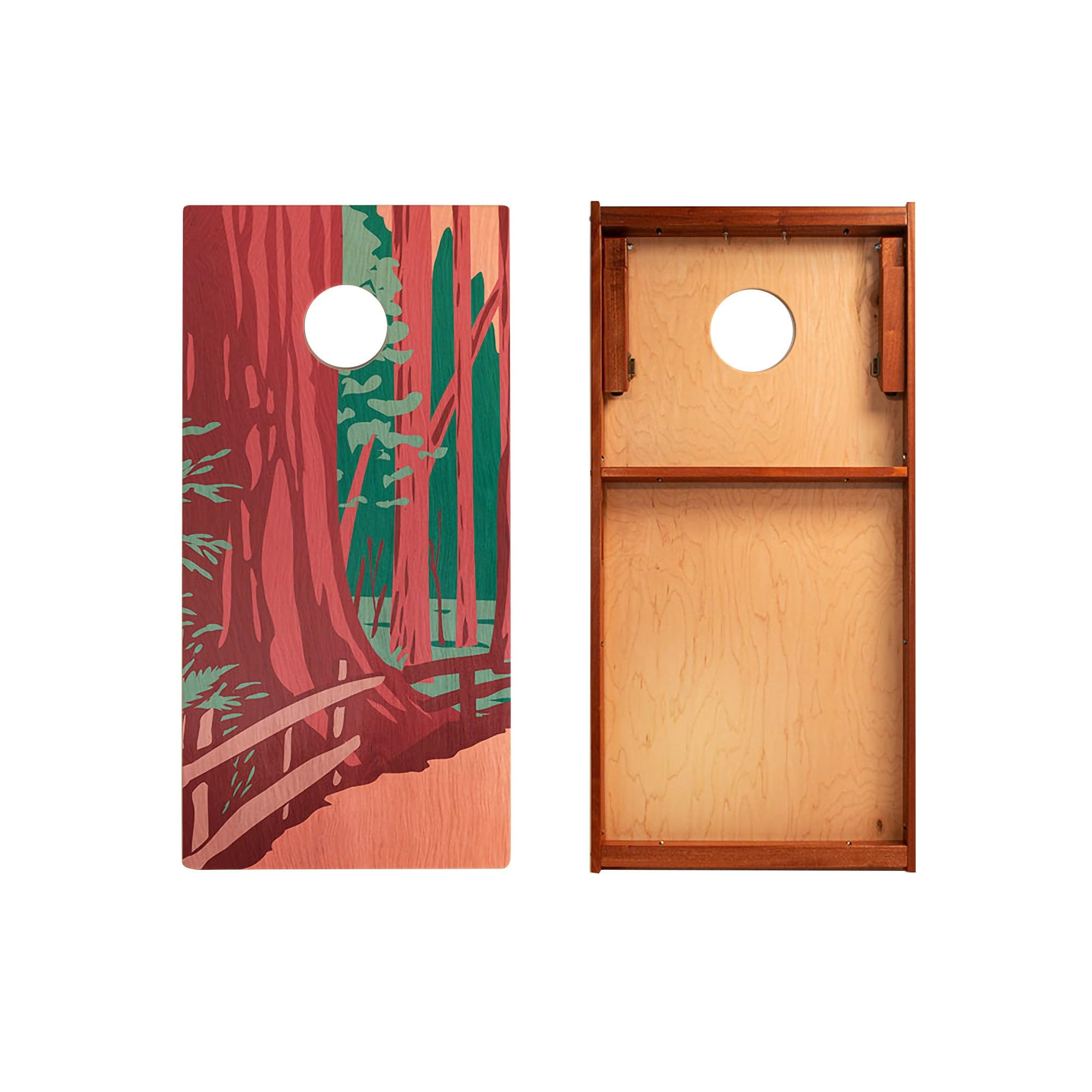 Skip's Garage Redwoods Waterproof Cornhole Boards - Includes (2) Boards (Resin Bags) + (2) Hole Lights & (2) Edge Lights