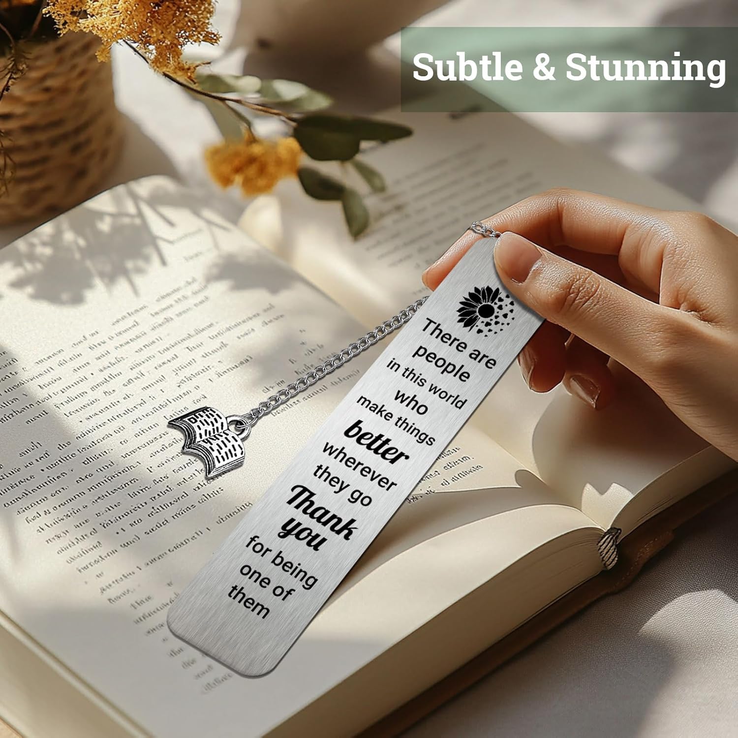 Bookmarks for Women Book Lovers, Thank You for Being One of Them Metal Bookmark Gifts for Teacher Friend Back to School Book Marks for Reading Men - Image 2