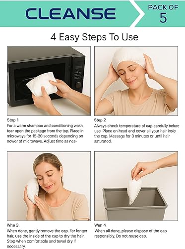 Miniatura 4 de Champú y acondicionador de lujo sin enjuague  Paquete de 5  Champú sin agua y acondicionador  Tapas de champú sin enjuague para personas mayores