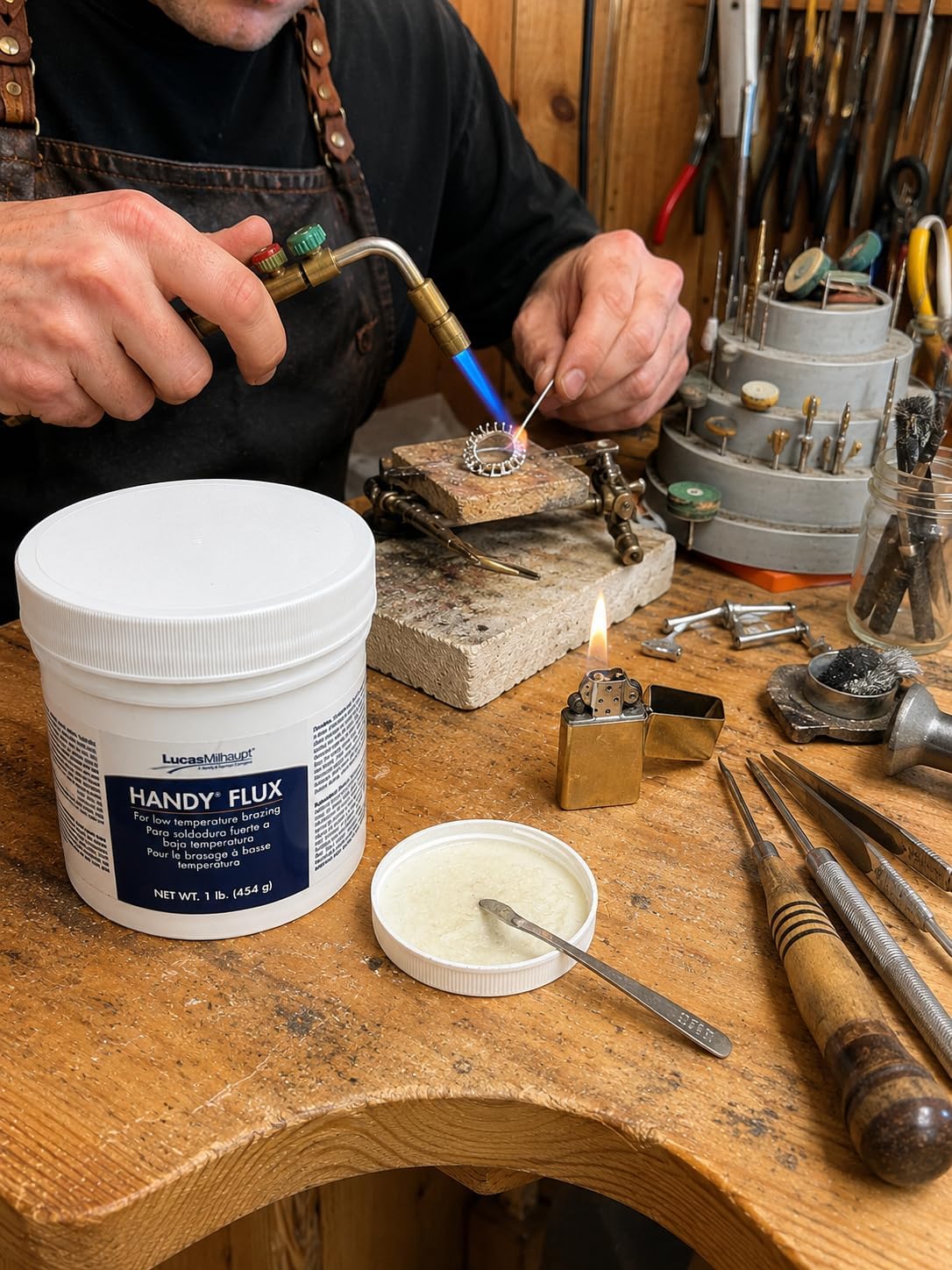 Handy Flux Paste - Professional Solder for Jewelry, Gold, Silver, Copper, Brass, Steel - High Heat, Strong Bond, Easy Cleanup after Soldering - 1 Lb Jar