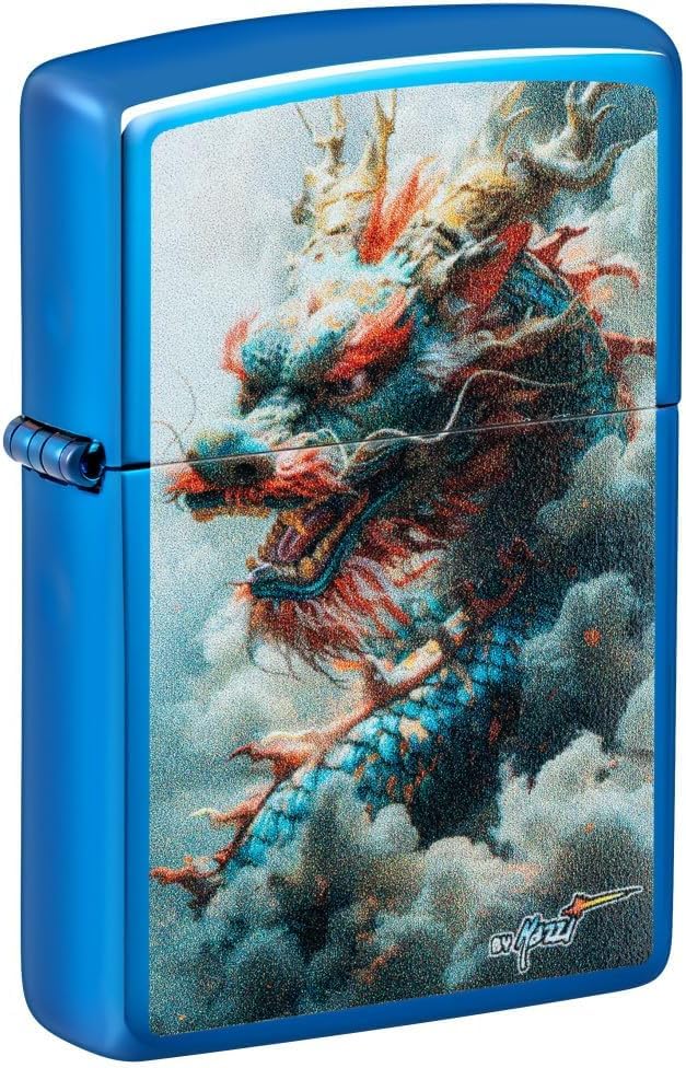 Encendedor Zippo con grabado personalizado Dragon azul miniatura 1