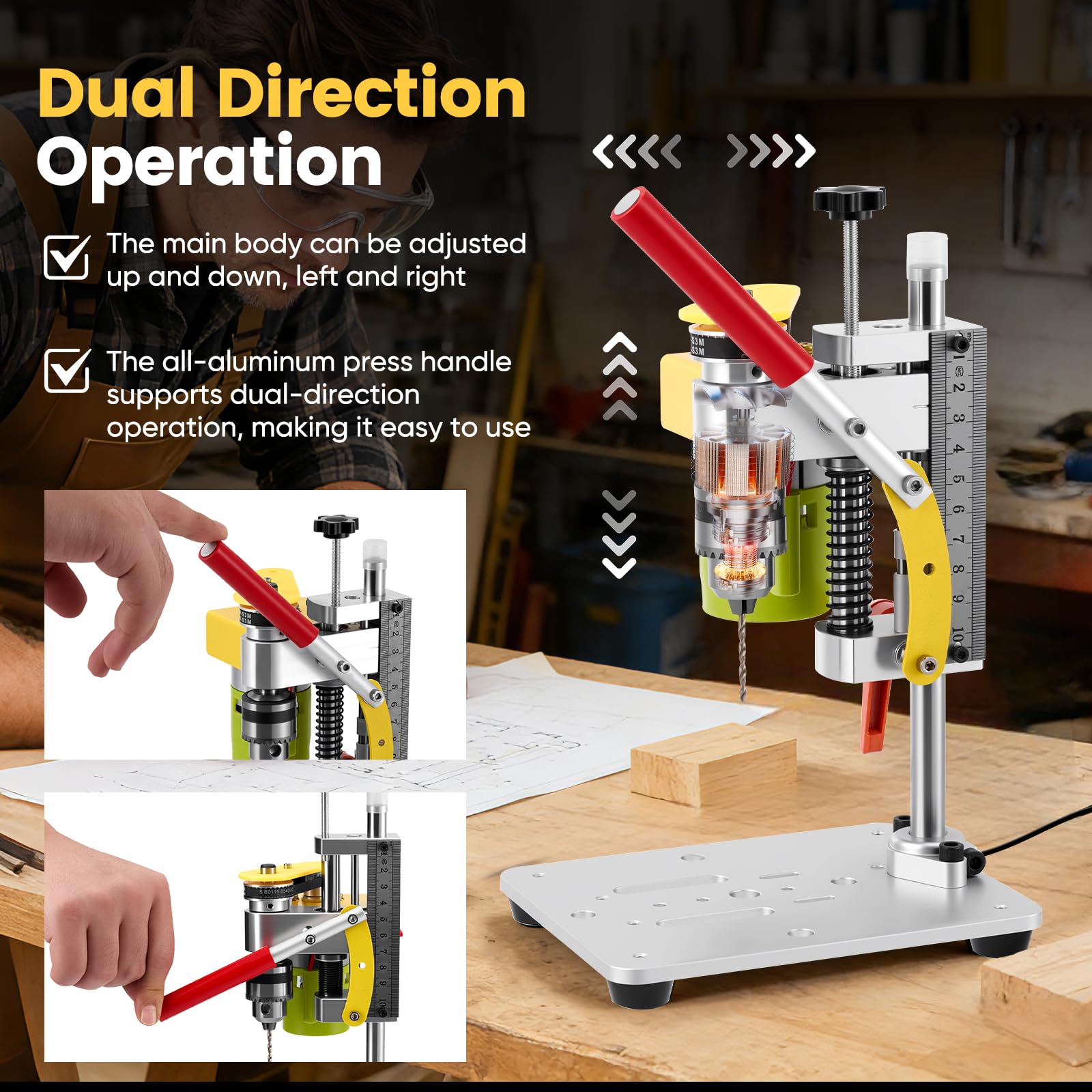 Standbohrmaschine, 4500-9000Rpm Miniatur Tischbohrmaschine mit 7 Geschwindigkeiten, Mini Tischbohrmaschine für DIY Holz, Metall und Kunststoff Electric Drill Press