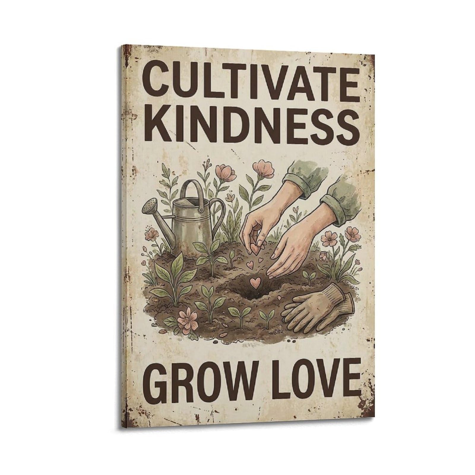 OKAHYS Garden Botanical Poster Coastal Cultivate Kindness Grow Modern Decorative Canvas Prints - Ideal Wall Art for Family, Man Cave, Game Room, Boys & Girls Bedroom 24x36inch