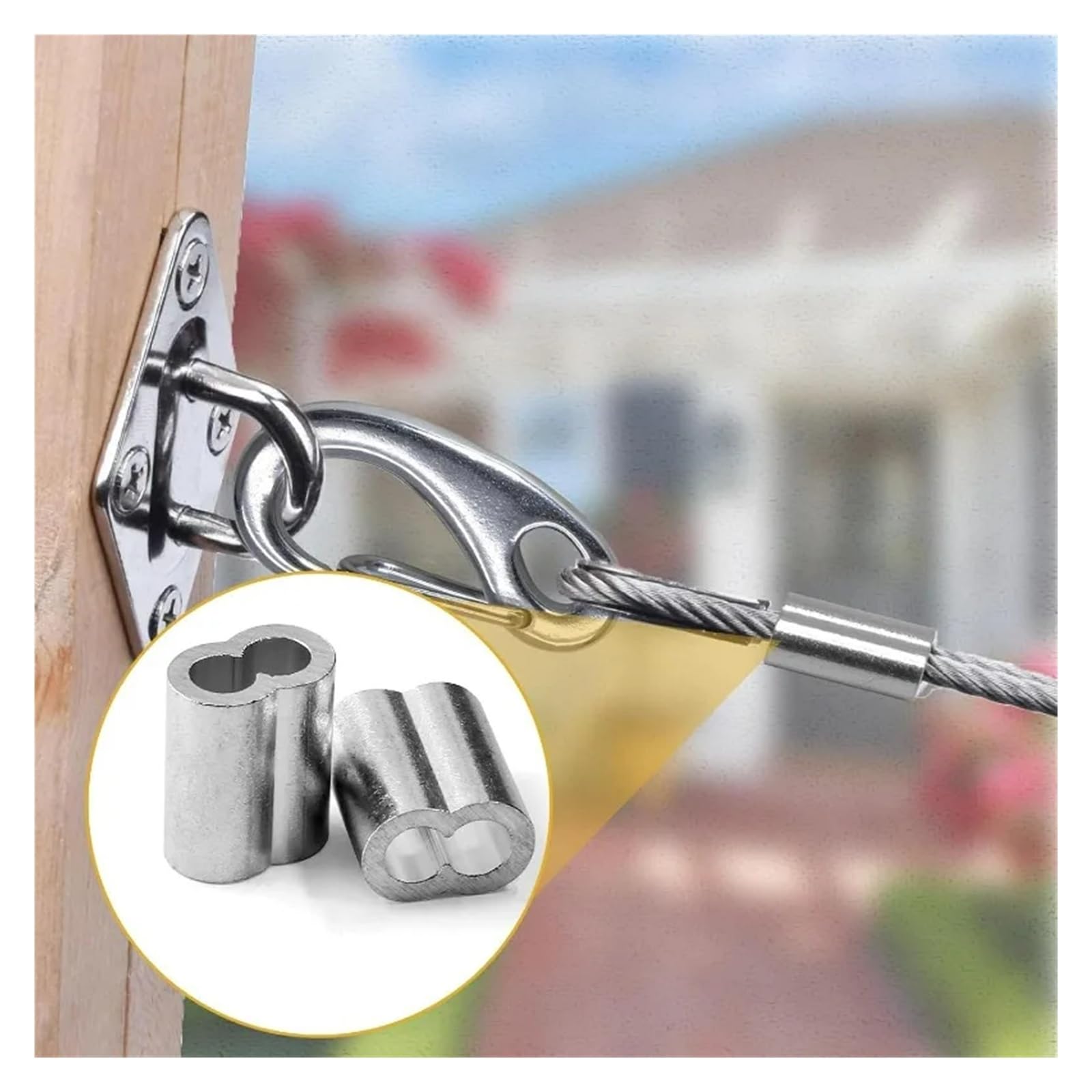 10/200 pz Foro Cavo A Crimpare Manicotto M1.5 a M4 Puntali for cavi In Alluminio a Forma di 8 Fermacavo A Crimpare Corda Accessori Hardware(M2x10pcs)