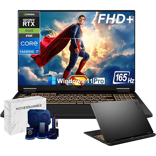 ASUS TUF F16 Gaming Laptop, NVIDIA RTX 5060, Intel i7-14650HX(Up to 5.2GHz), 16" FHD+ 165Hz LCD IPS Display, WiFi 6E, DLSS 4, 64 GB DDR5, 1 TB SSD, Windows 11 Pro, w/Accessories