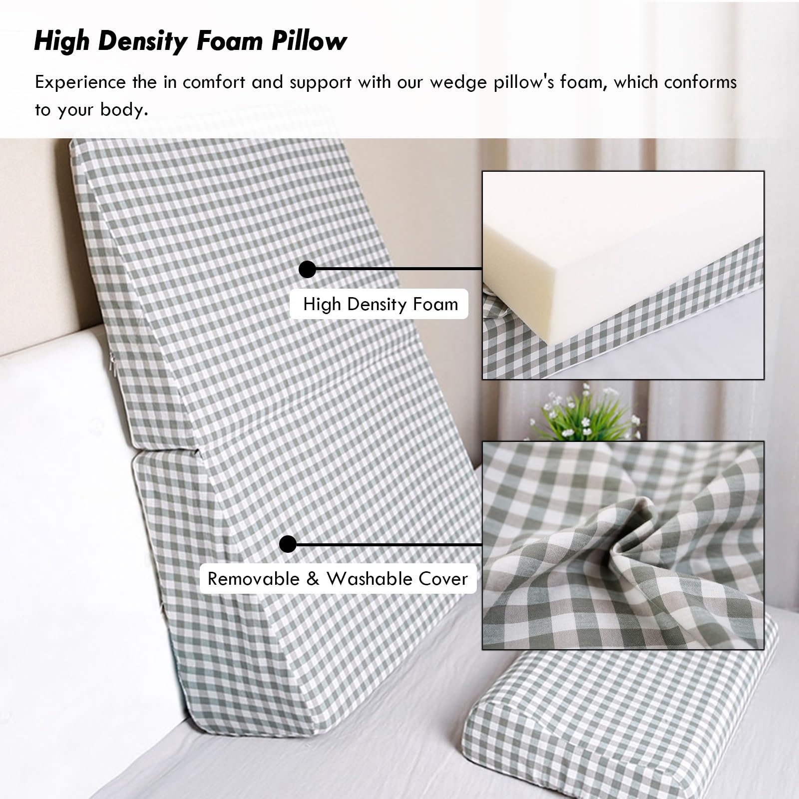 cuña antireflujo adulto Almohada de cuña posoperatoria alargada de 80 cm, cuñas de espuma de alta densidad para dormir con reflujo ácido/apnea, para cama y cojín de soporte para cuello(Green,L 80x60x2