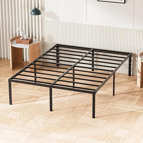 Queen Bed Frame, 14 Inch Sturdy Metal Bed Frame with Under-Bed Storage Space, Noise-Free, Non-Slip, No Box Spring Needed