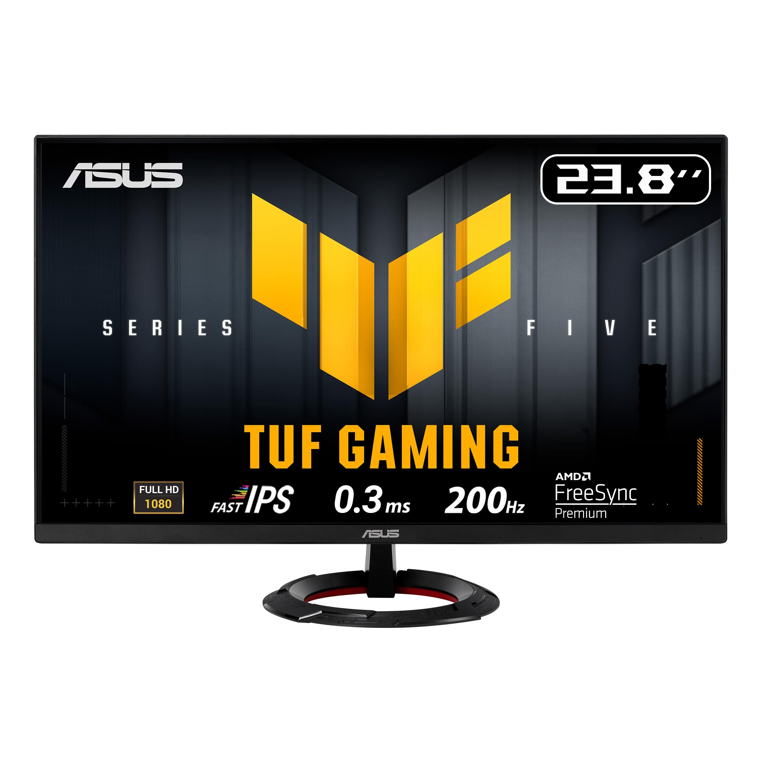 ASUS TUF Gaming VG249Q5R Monitor de 23,8 Pulgadas, Full HD (1920 x 1080), 200 Hz, Fast IPS, ELMB, 0.3 ms GTG (mín), Altavoz estéreo, DisplayWidget Center, AI Visual