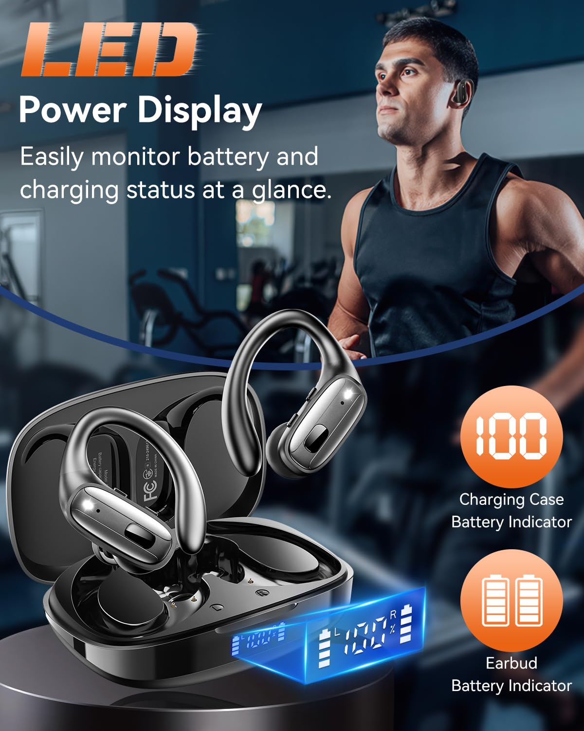 LEEMC Wireless Earbuds Bluetooth 5.4 Earphones for Sports - Dettaglio