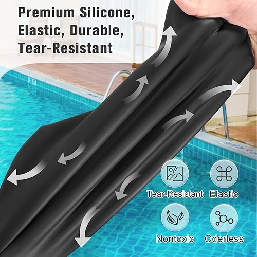 Miniatura 4 de EverSport Gorro de natación grande para trenzas y rastas, gorro de natación de silicona impermeable para mujeres y hombres que mantiene el cabello