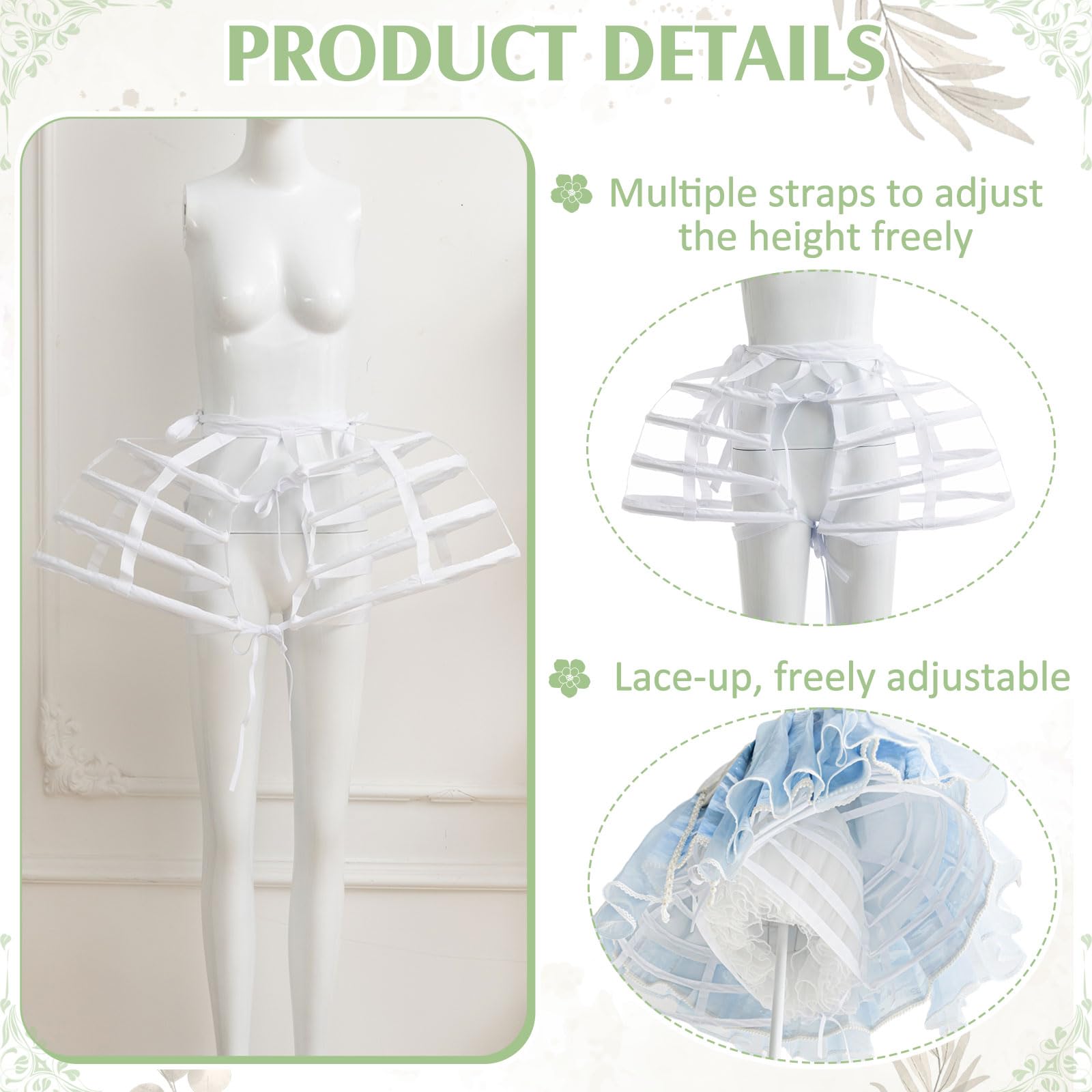 Hercicy Pannier Petticoat für Damen, viktorianisches Bustle-Käfig, Reifrock, Petticoat für Damen, unter Kleid, Halloween-Party-Kostüm