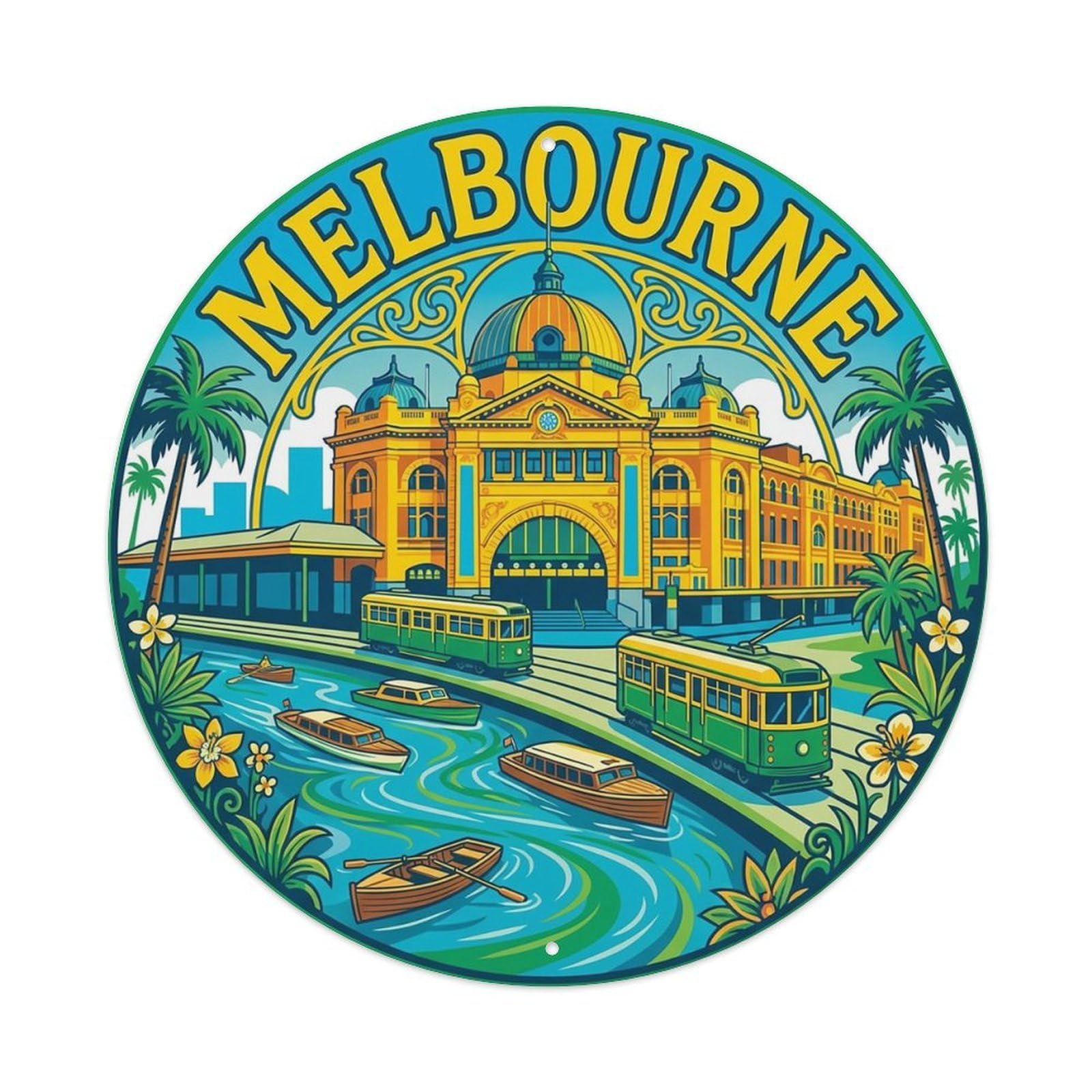 Vintage Travel Australia Melbourne Metal Tin Sign