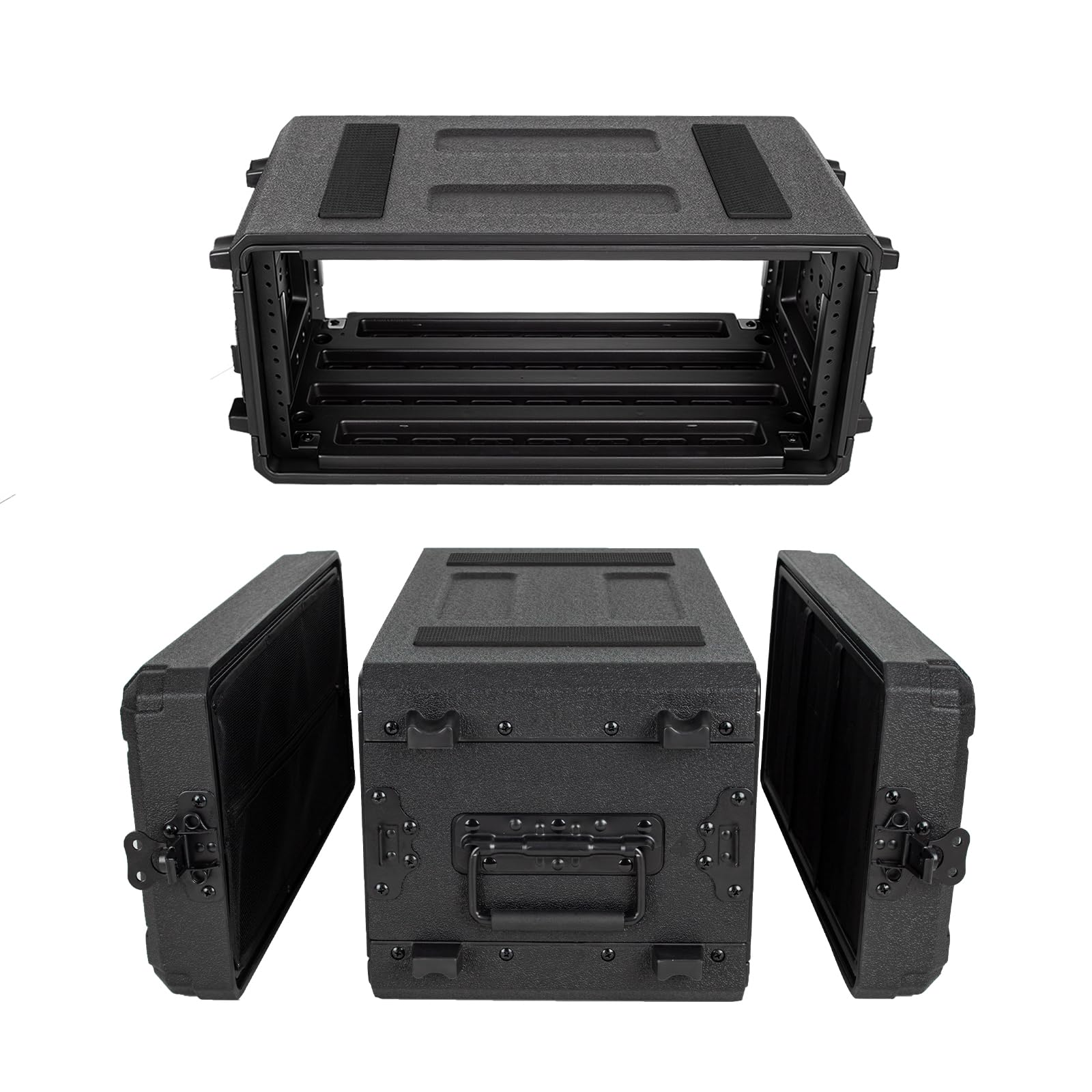 4U Rack Case Shallow 11" Depth, 19" Rackmount Flight Road Travel Case, Waterproof Protective Hard Case with Customized Foam, Wireless Mic System Storage/Amp/Effect/DJ Mixer