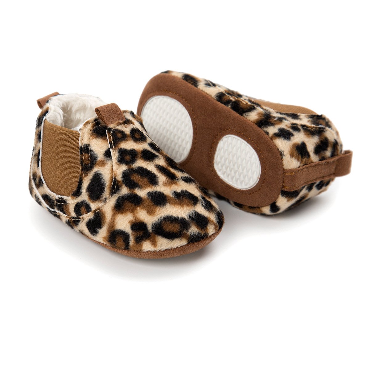 Baby Boys Girls First Walkers Tassel Soft Non-Slip Crib Shoes Moccasin Sandal (13cm(12-18moths), WinterStyle_Leopard)