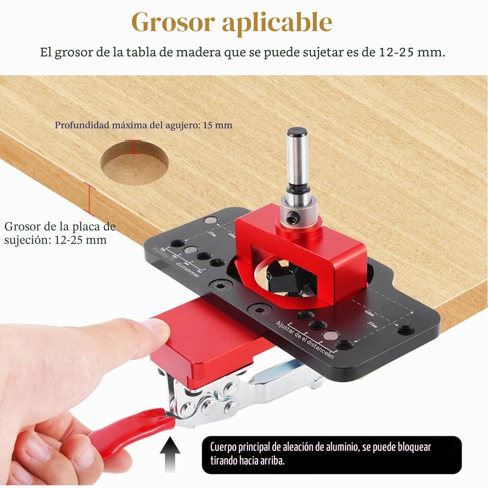 Plantilla para Bisagras de Cazoleta, 35 mm, Guía de Perforación para Bisagras Ocultas, Herramienta para Carpintería Türen und Schrank