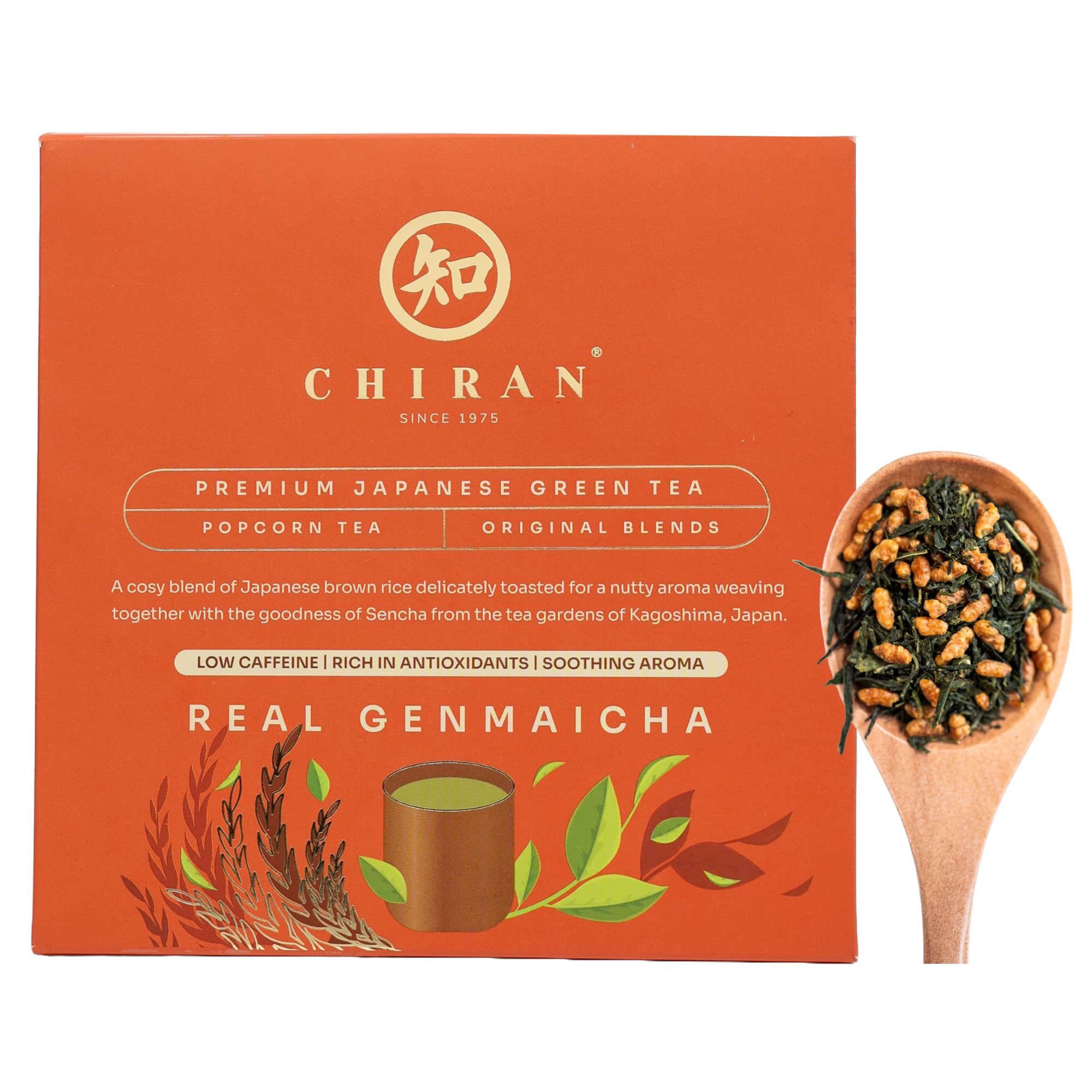 CHIRAN Genmaicha Japanese Green Tea – Loose Leaf with Roasted Rice | Traditional Japanese Tea Imported from Kagoshima, Japan | 50g Pack, Enjoy Hot or Iced