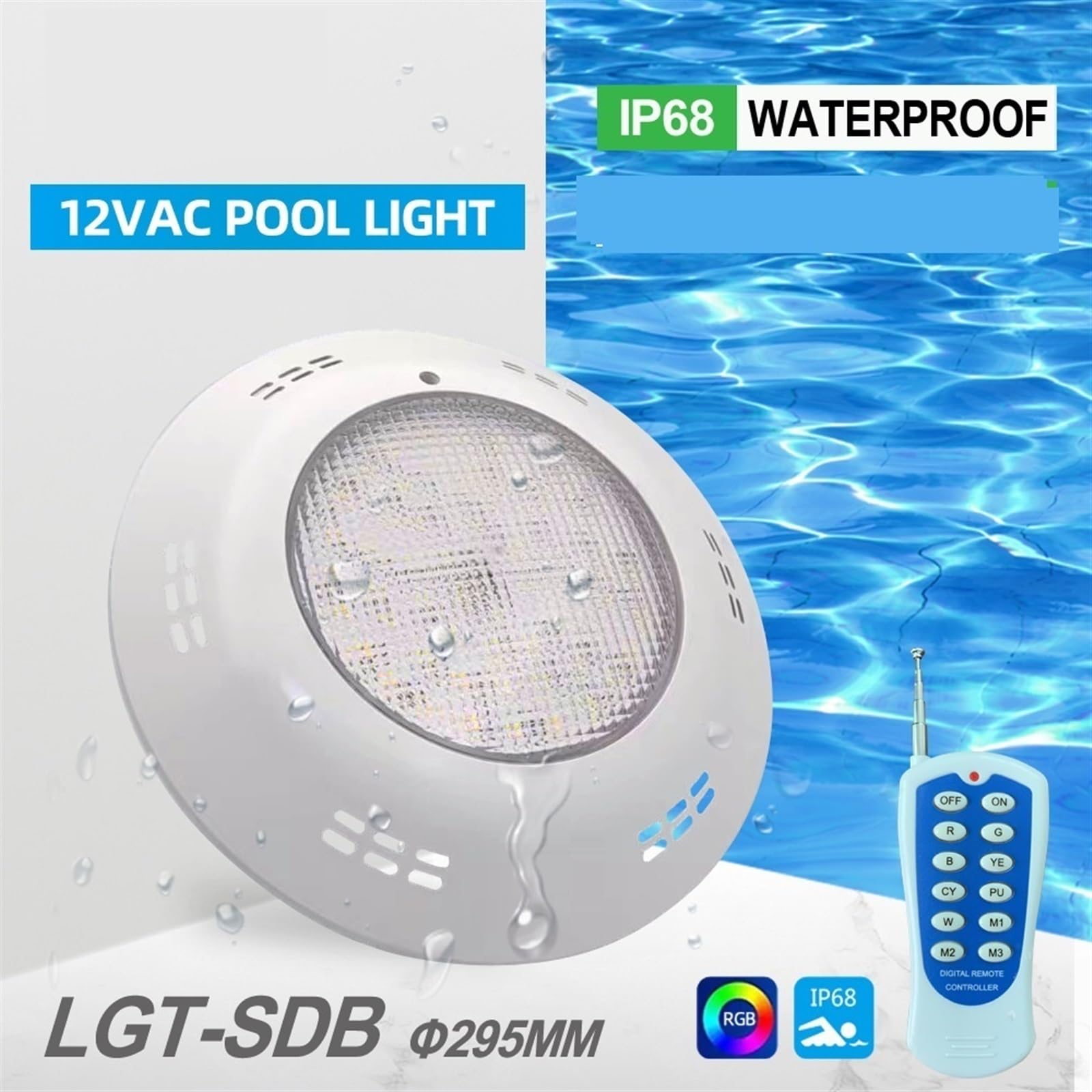 EDEDE Luci Piscina, Luci for Piscina Luci for Piscina Par Luci subacquee a Parete Luci subacquee RGB Colorate con Telecomando(Warm White,45W)