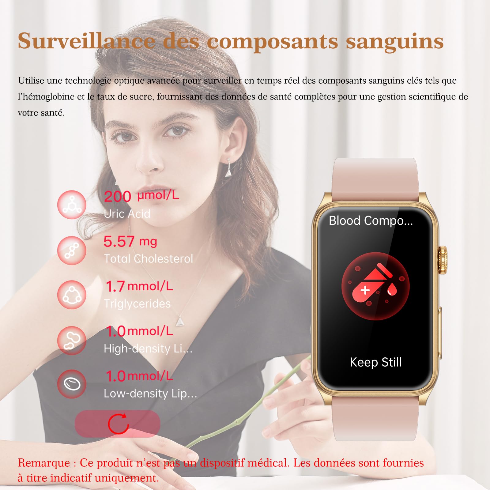 Marsyu Montre Connectée Homme Femme avec ECG/HRV/IMC, Tension Artérielle
