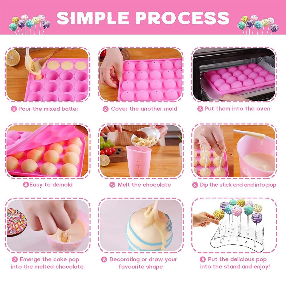 5 Moules à Cake Pops En Silicone – Formes Rondes, Cœur, Disque – Démoulage Facile | Pour Chocolat, Pâte à Cookies
