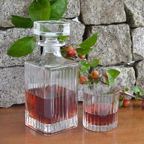 Miniatura 3 de Barski - Juego de decantador y vaso de whisky de 7 piezas, para whisky, licor, whisky, whisky, whisky, bourbon, decantador cuadrado de 25 onzas con