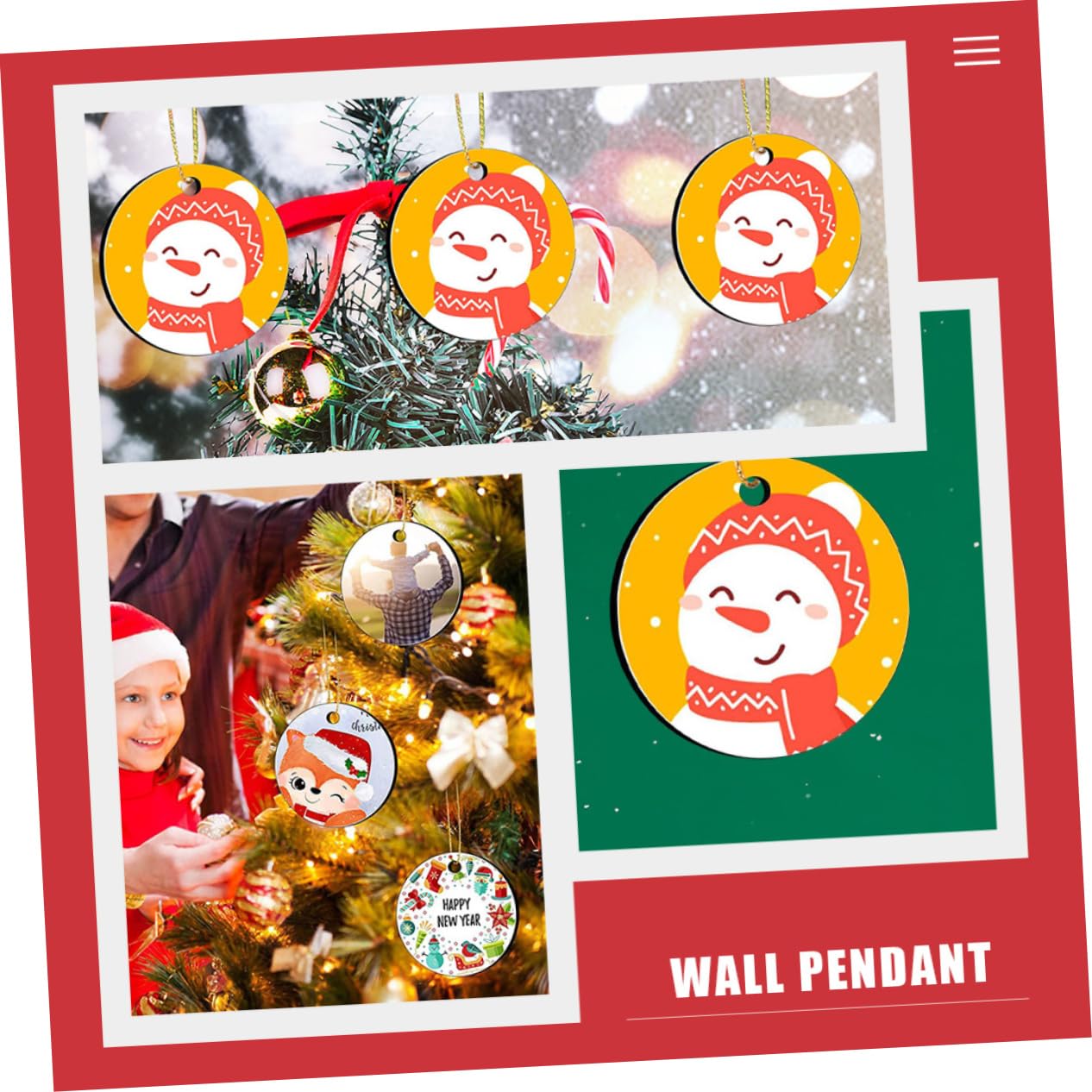 Cabilock 60 Piezas Encanto de sublimación de Navidad Decoraciones navideñas Adornos navideños Personalizados Colgantes de sublimación de Navidad Apoyo de diseño de Navidad decoración MDF