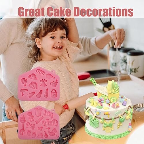 Miniatura 5 de Moldes de chocolate para baby shower, 2 piezas, lindo molde de silicona para pastel de fondant, molde para baby shower, para decoración de pasteles,