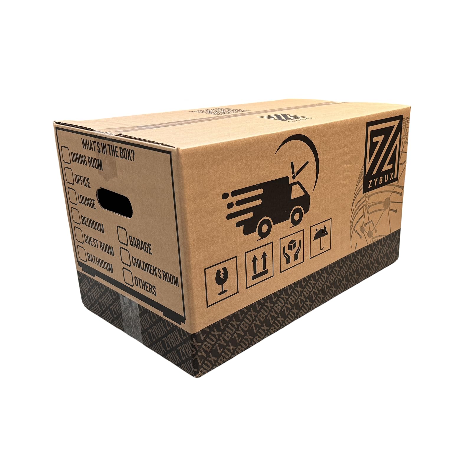 ZYBUX 20x Large Moving Boxes - Double Walled Removal Packing Boxes with Carry Handles - Heavy Duty Strong Cardboard Boxes for House Move Storage Cartons with Checklist - 52cm x 30cm x 30cm