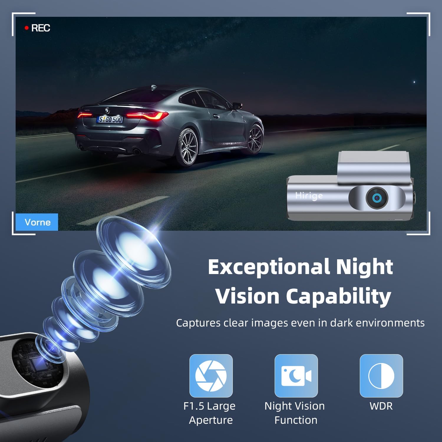 M4 Dashcam 4K Front 123° WiFi App Control Nachtsicht G-Sensor Loop Recording