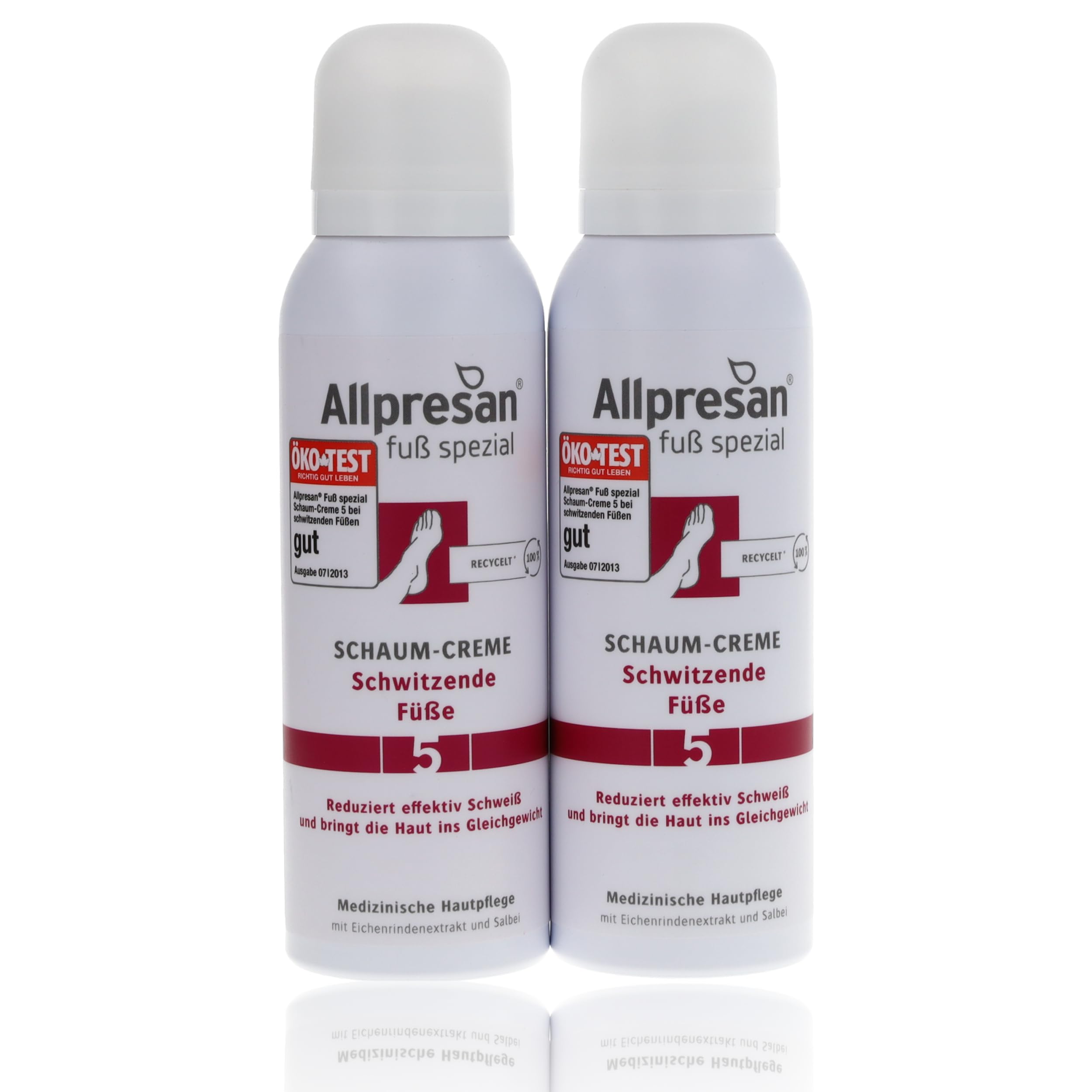 Allpresan Fuß spezial Nr. 5 Schaum-Creme gegen Schweißfüße - Fußcreme zur täglichen Pflege stark schwitzender Füße - 2x 125 ml