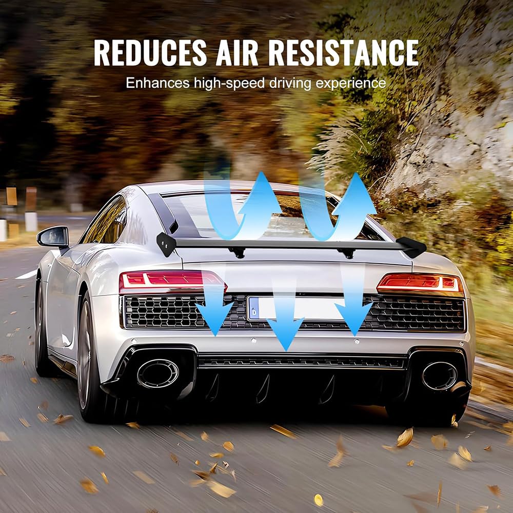 Alerón Trasero Universal para Coches, 110cm Spoiler GT de Aluminio con Doble Cámara, Diseño Deportivo sin Taladros para Decoración del Vehículo